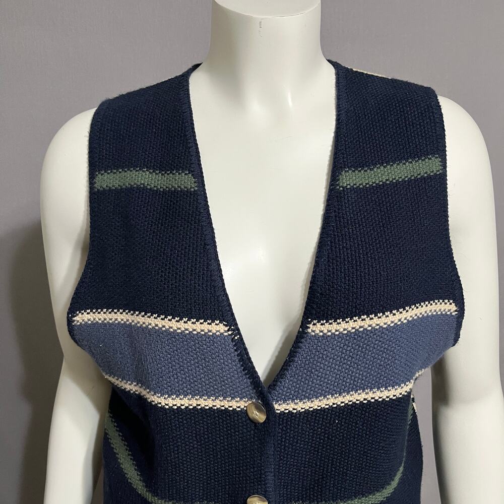 💫Express Tricot Women’s Cotton Ramie Striped Vest Sz-Large - Picture 2 of 7